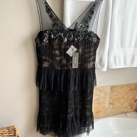 NWT BCBGMAXAZRIA Black Cocktail Dress. Size 12. - Picture 2 of 8